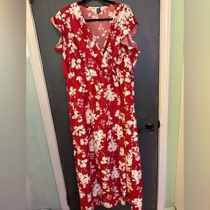 Floral Red and White Women's Dress